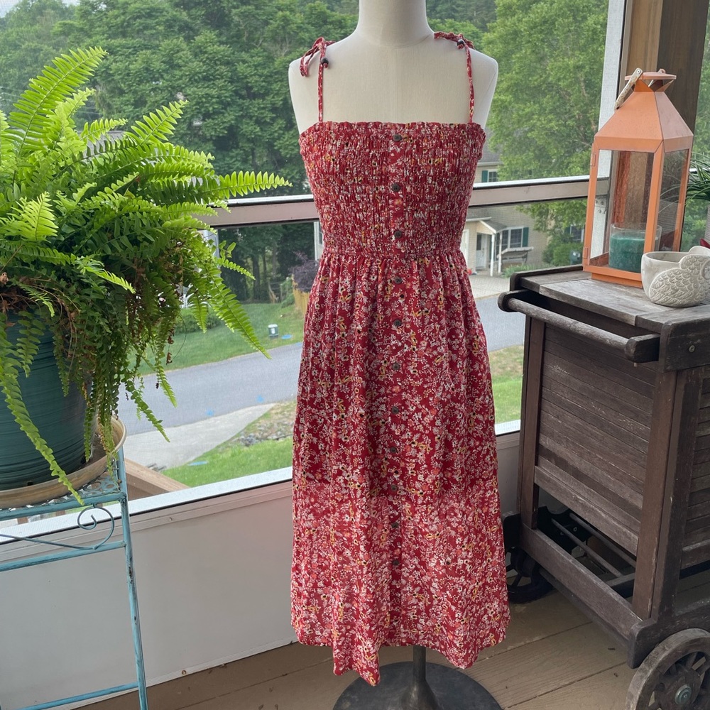 Adorable Red Summer Midi Dress